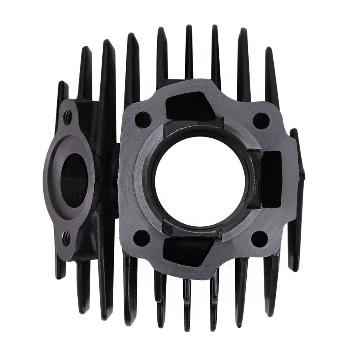 Cylinder top end with cooling fins and mounting holes for small engine rebuild