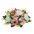 Uimoso 9.5-inch pink and white artificial floral ball with roses and greenery
