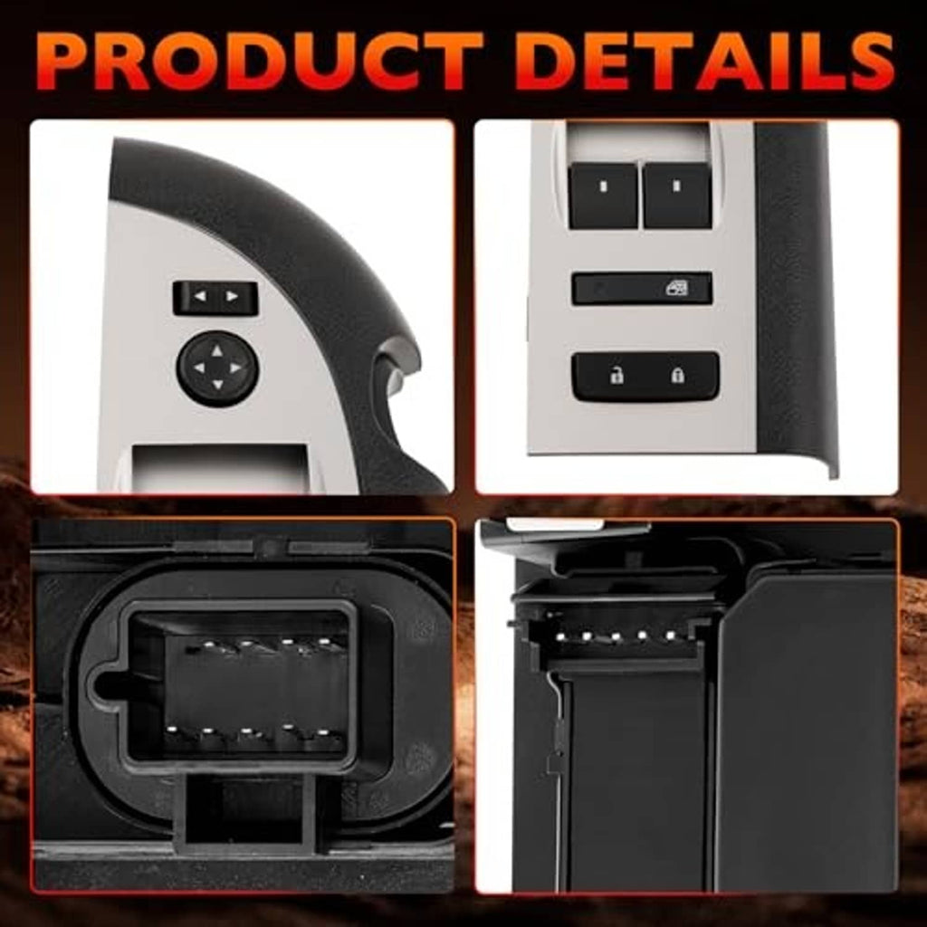 Black window switch control panel with rocker buttons and directional arrow pad