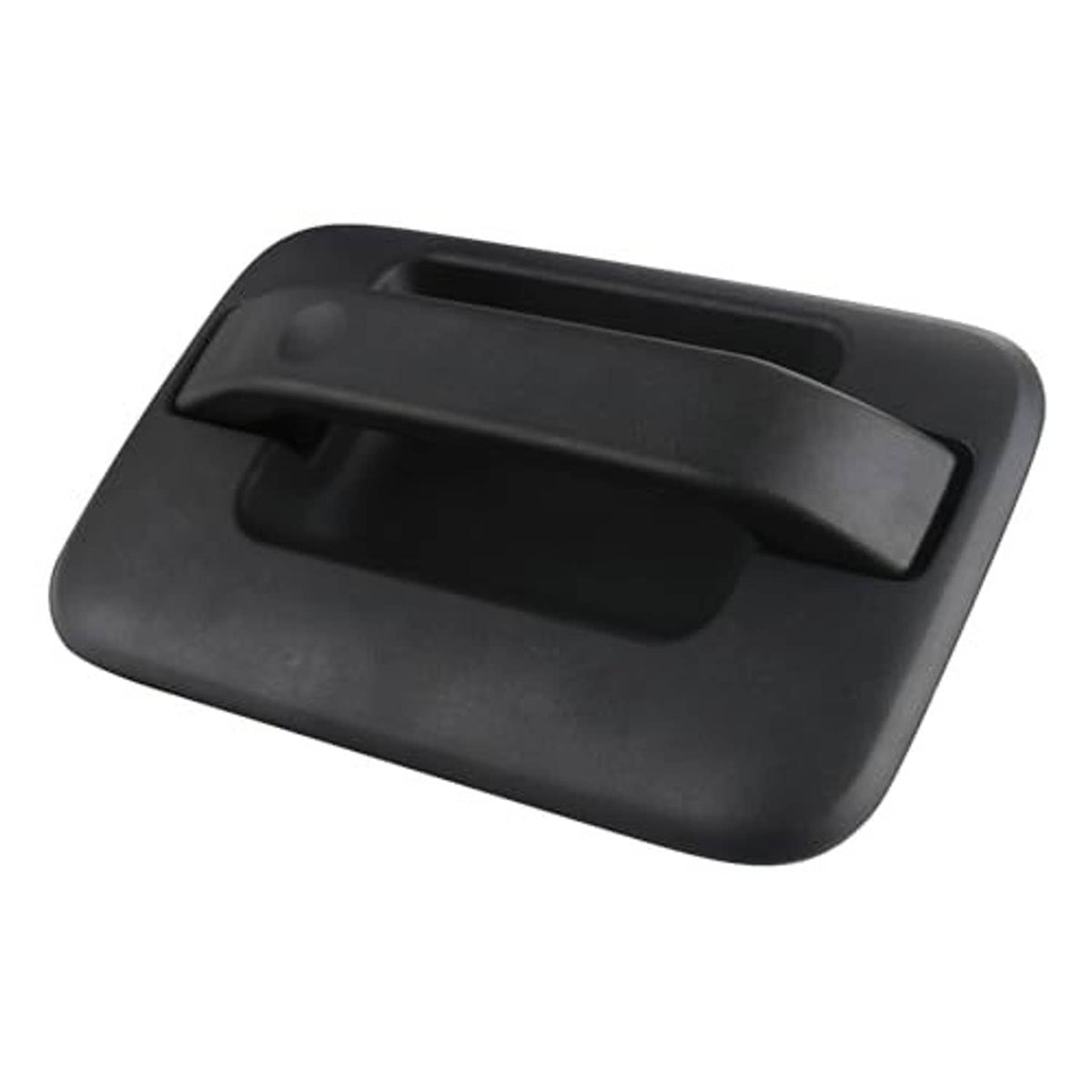 Black outside door handle cover with molded grip, open recess visible