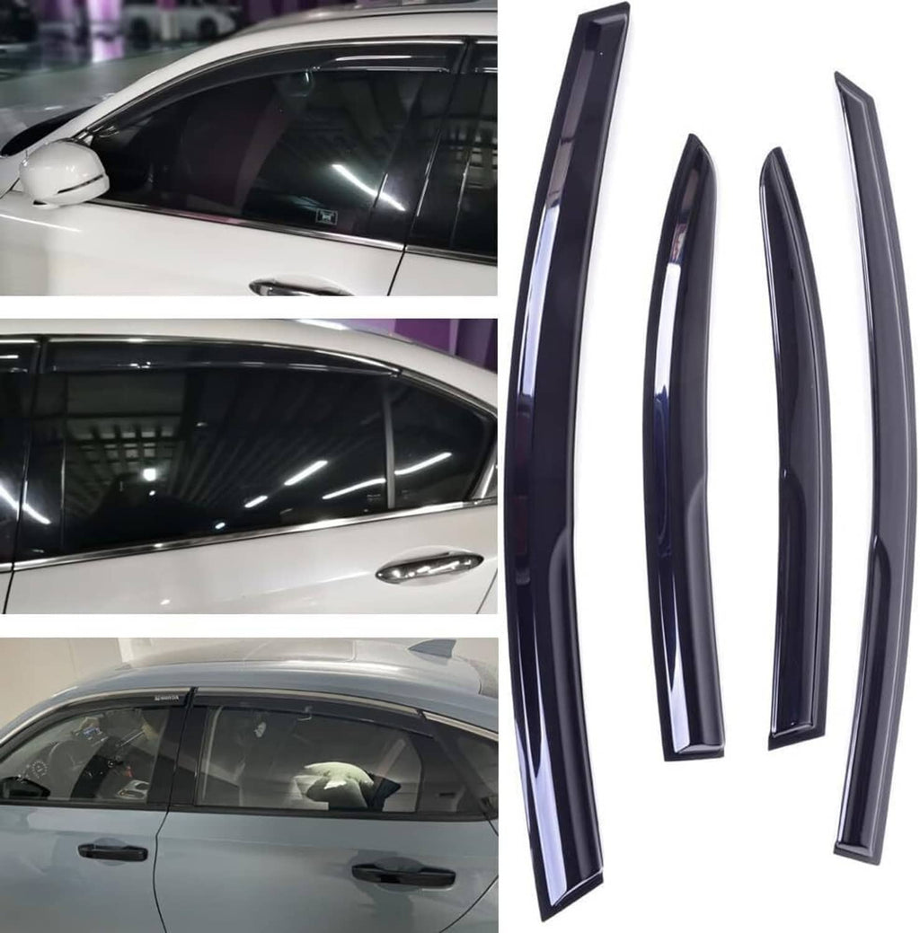 Set of dark window visor rain guards with glossy finish for car side windows