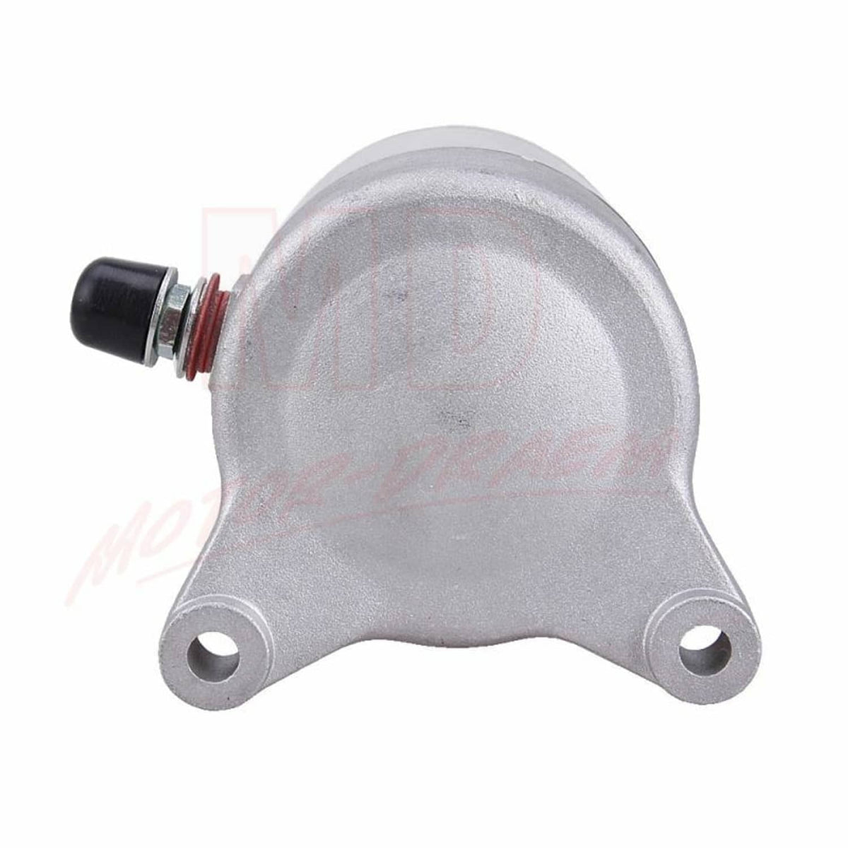 Recoil starter cover bracket with bolt holes and small black side knob