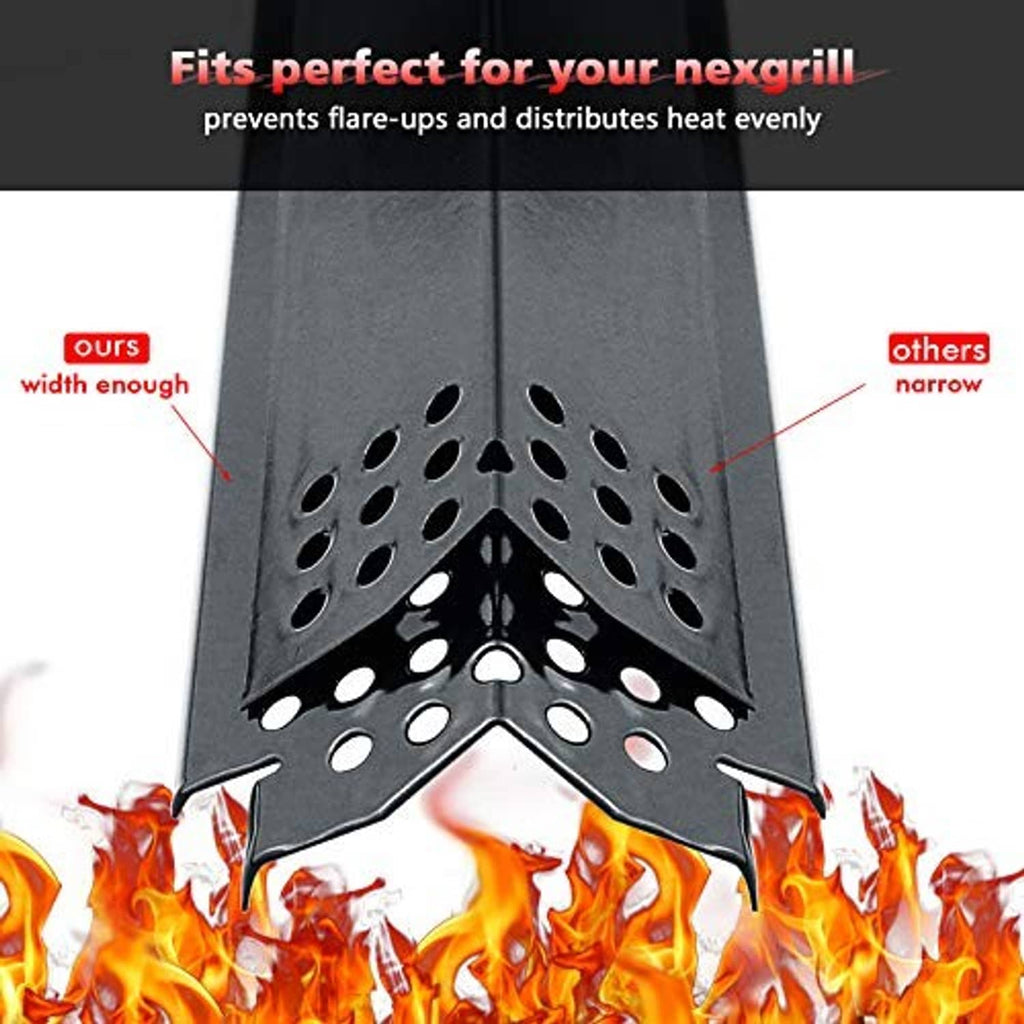 V-shaped black grill heat plate section with large perforated vent openings