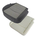 Front driver seat bottom replacement cushion with dark cloth sides and gray striped insert