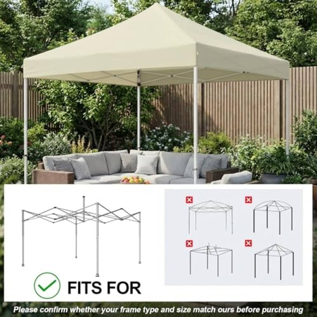 Beige pop-up canopy top cover on frame with corner support poles