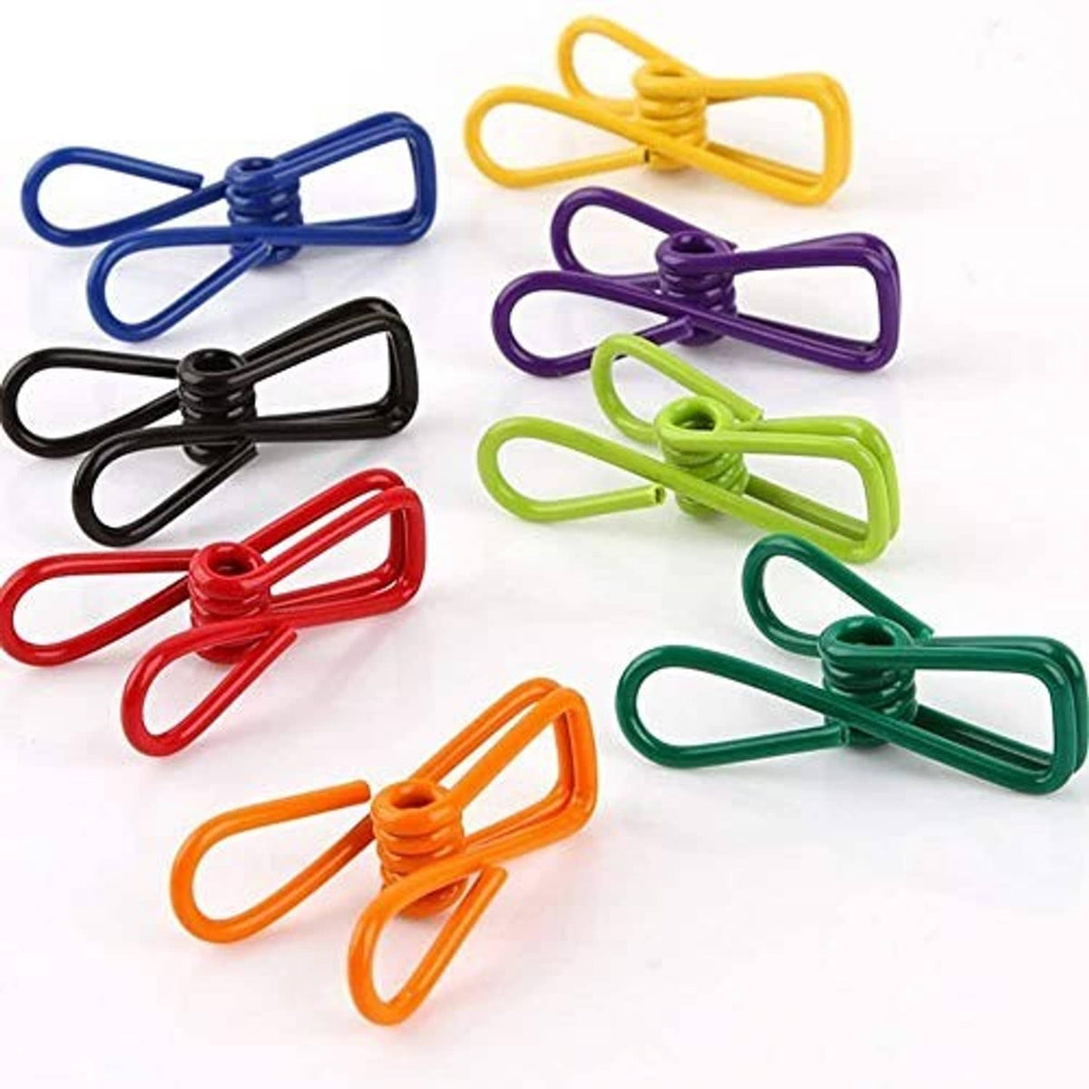 Multi-color chip clips, grouped in rows with black, red, blue, purple, green, orange