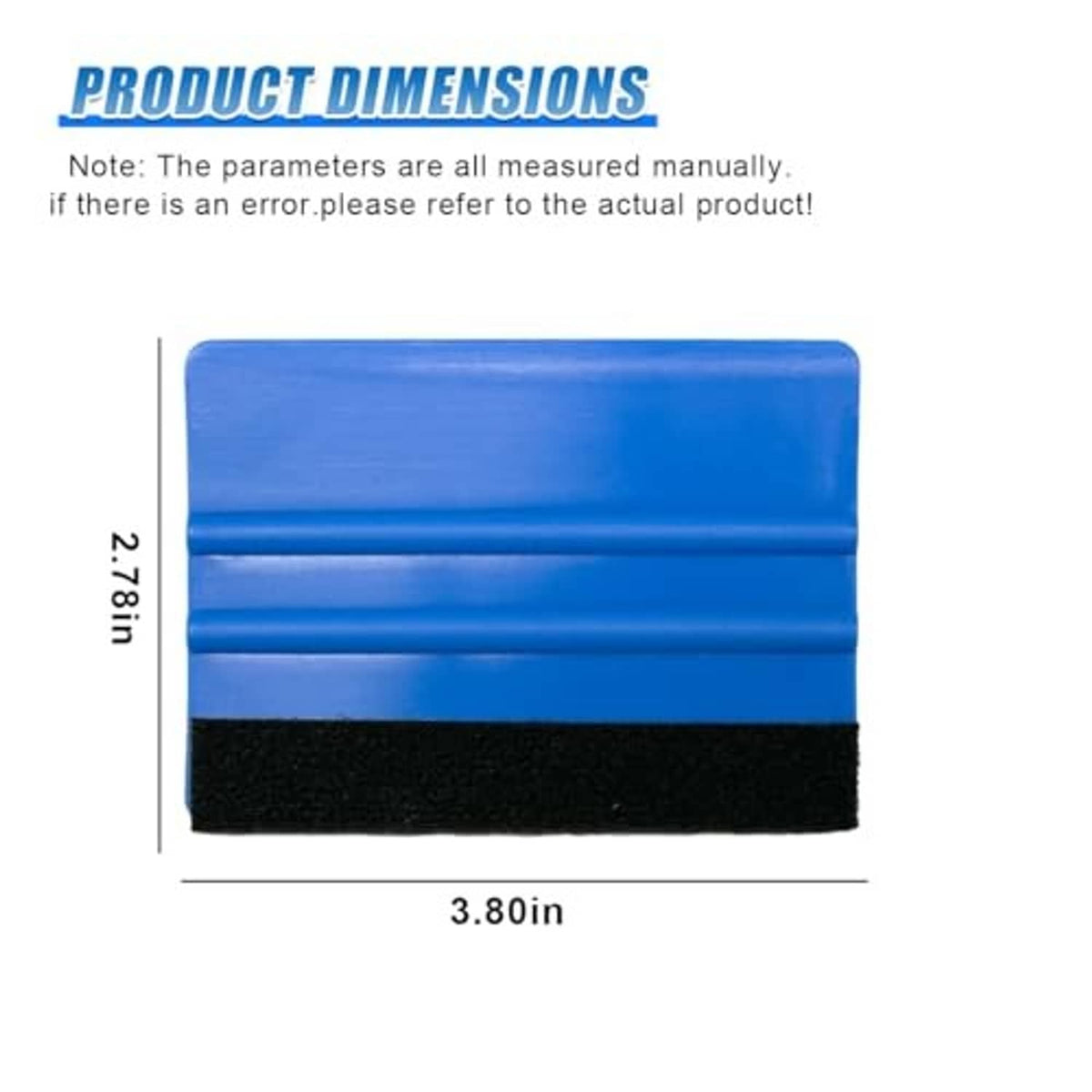 Blue plastic felt-edge vinyl squeegee scraper with black foam pad