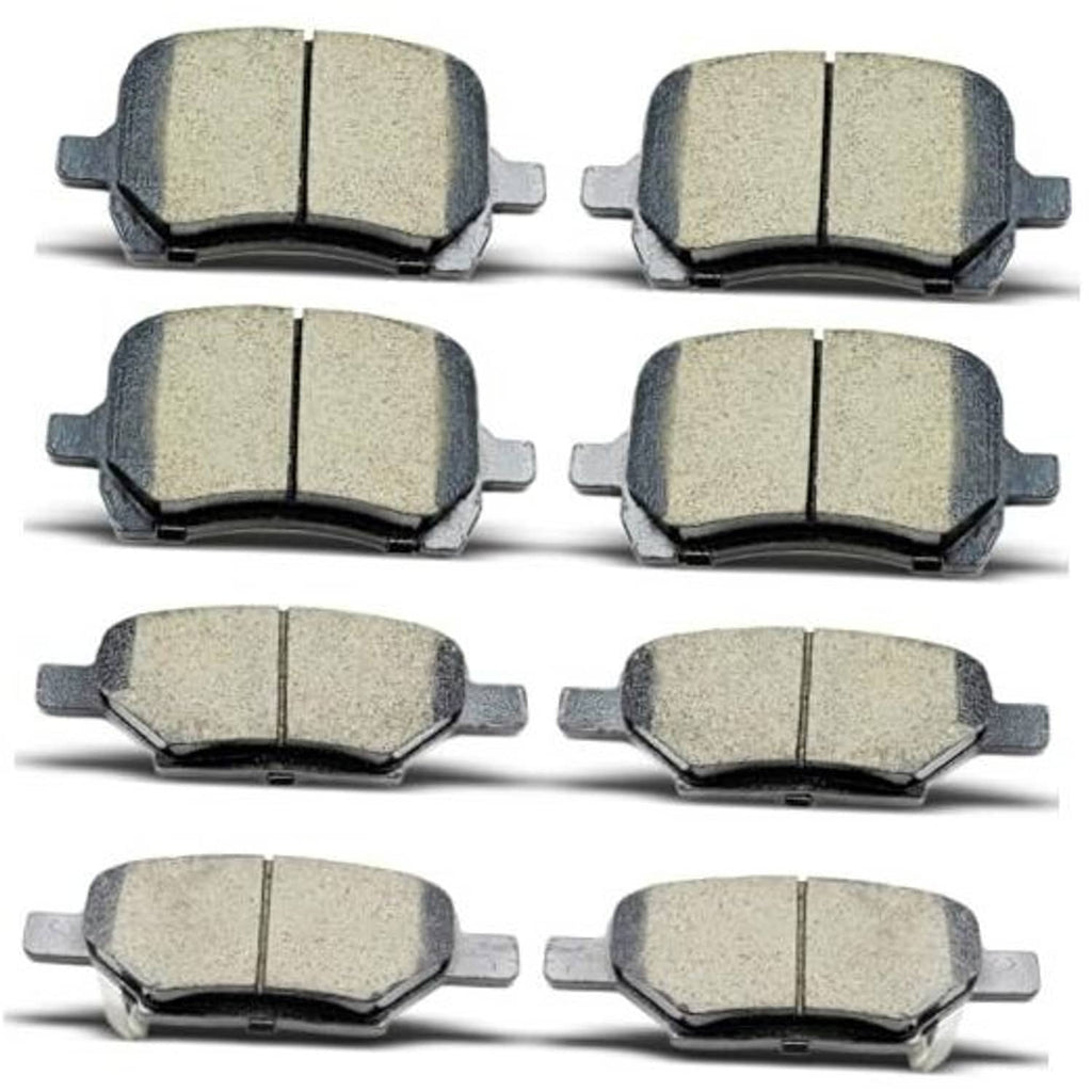 Ceramic brake pads set, multiple front and rear pad pairs shown for replacement
