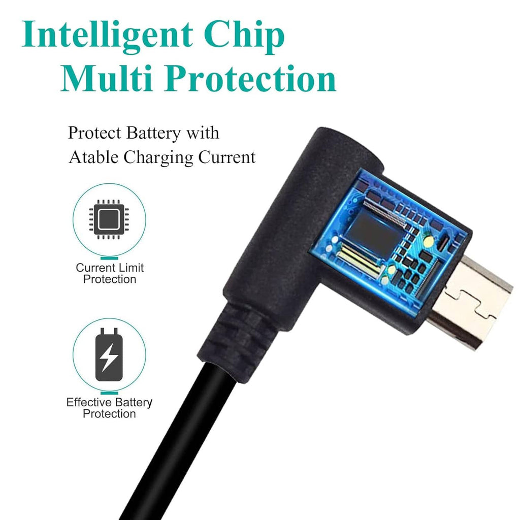 Black USB charging cable with embedded chip at the connector end