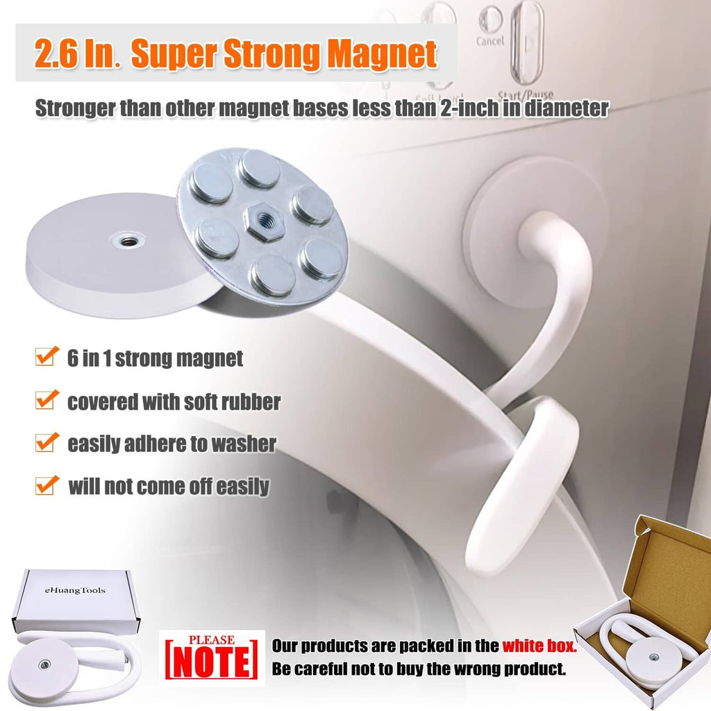 White washer door prop with 2.6-inch magnet base and wrapped rubber cover