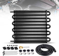 Transmission oil cooler radiator with black metal fins and mounting hardware kit