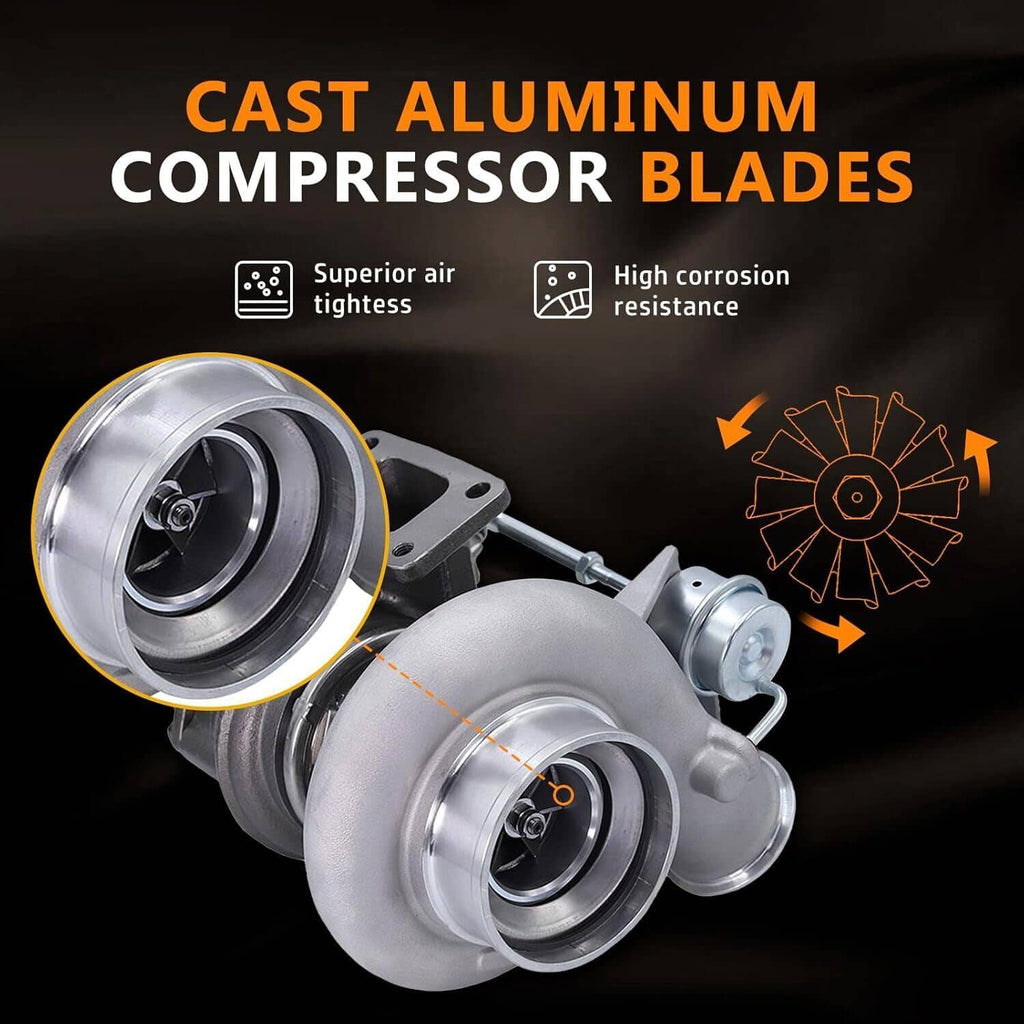 Turbocharger compressor wheel with cast aluminum fins detail