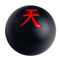 Black spherical manual shift knob with red Japanese character inlay