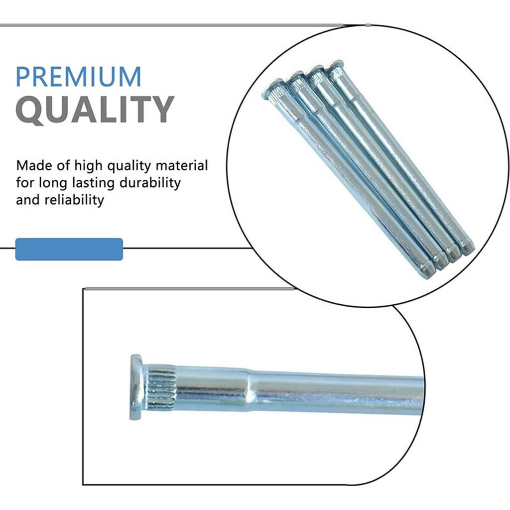 Door hinge pin bushing repair kit showing blue-tinted steel pins and close-up end detail