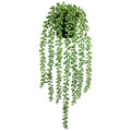 Artificial string of pearls plant with green bead-like trailing foliage