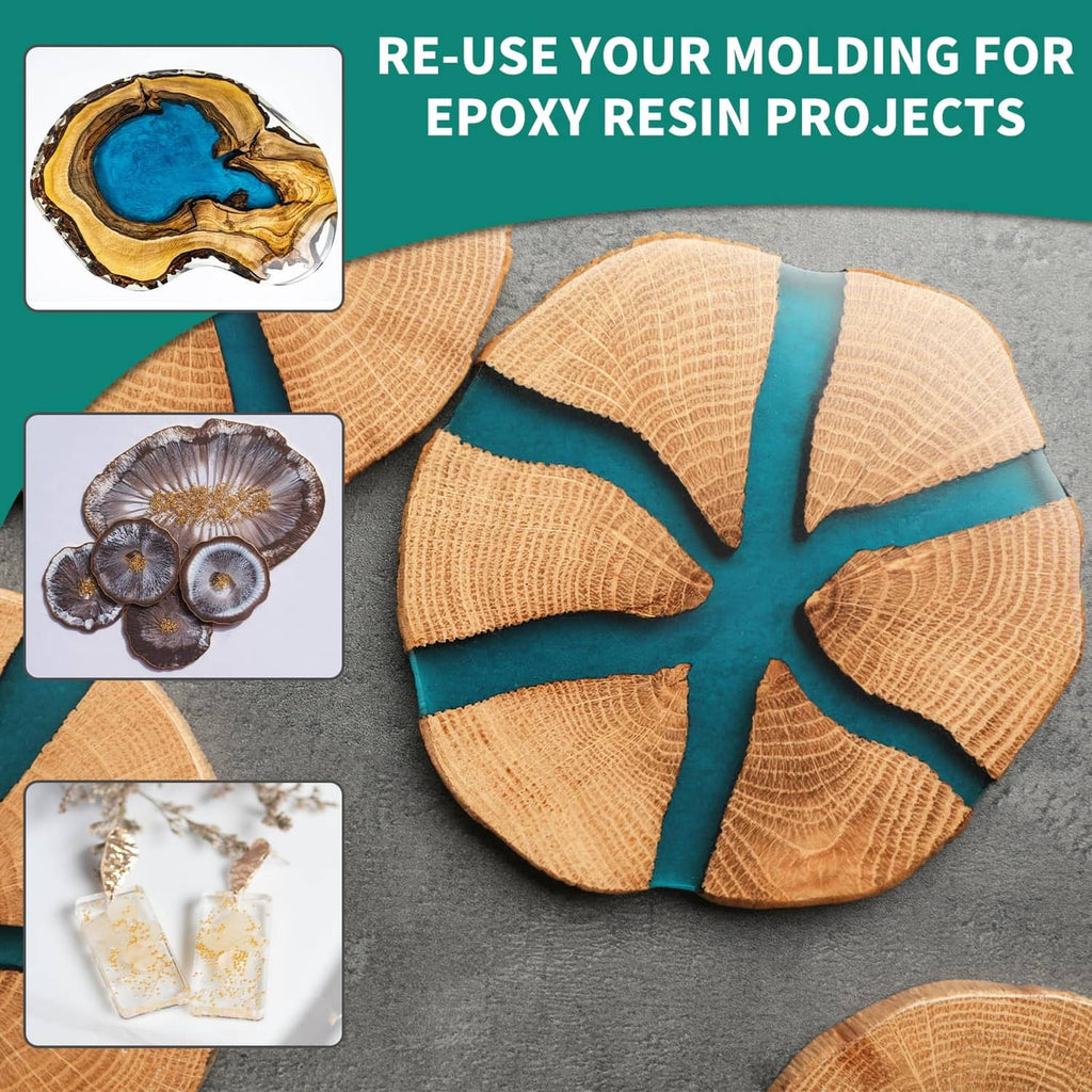 Reusable epoxy resin molding examples shown with a green tape-style guide