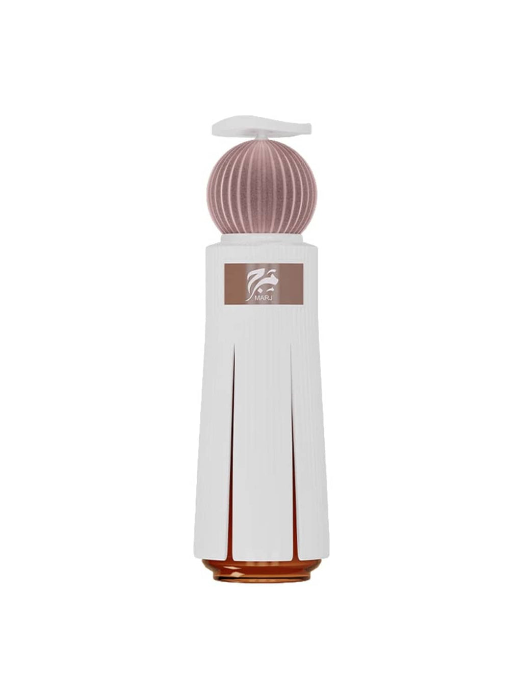 Unisex extrait de parfum spray bottle, white with rose-pink ribbed cap
