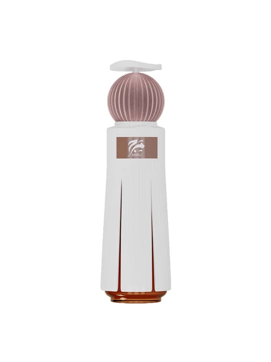 Unisex extrait de parfum spray bottle, white with rose-pink ribbed cap