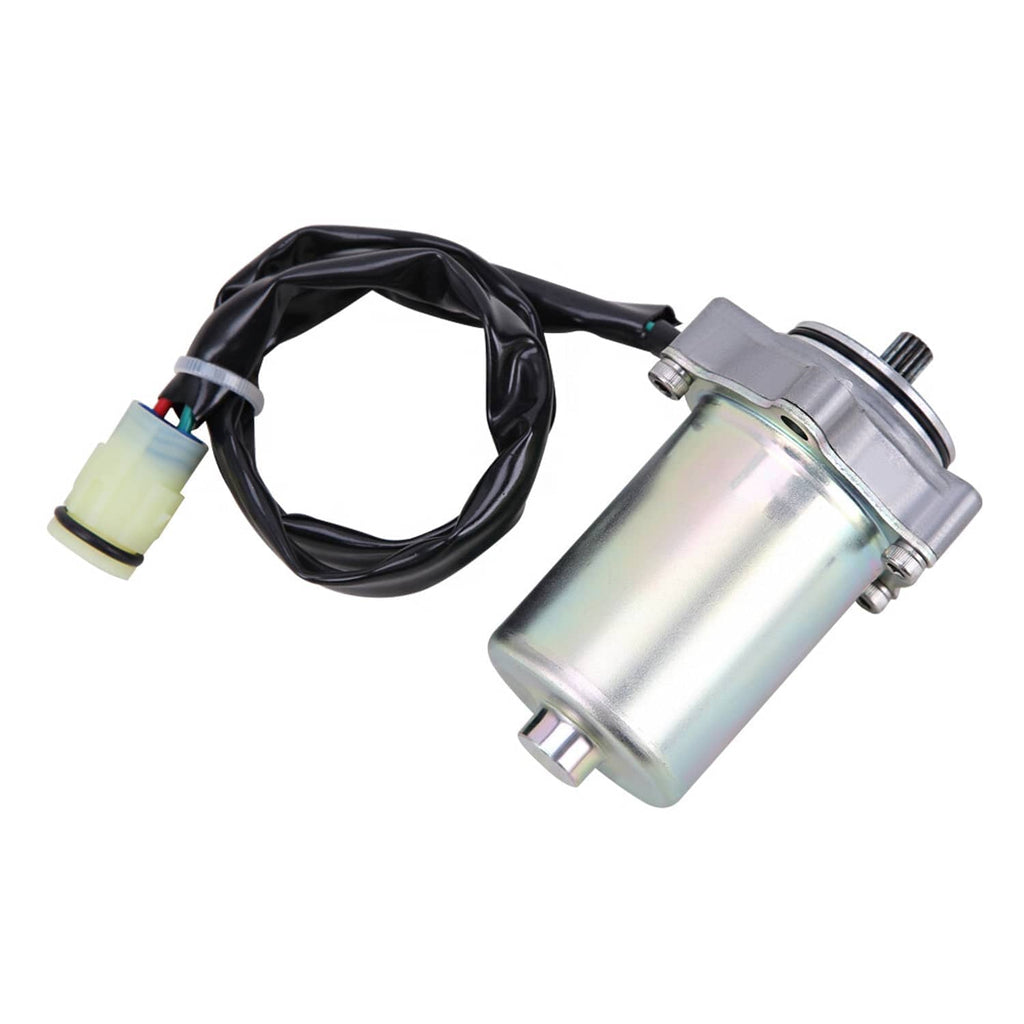 Power shift control motor with attached wiring harness and silver cylindrical body