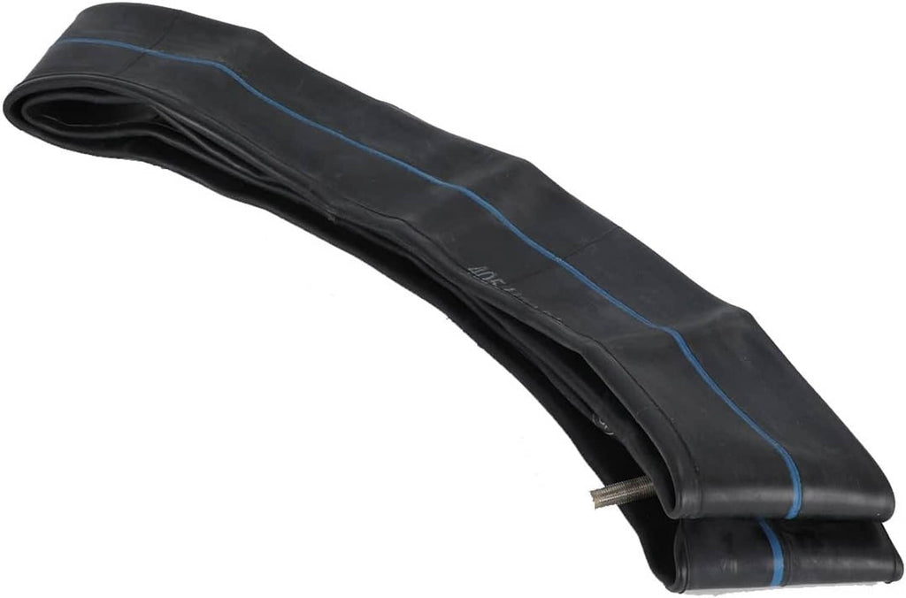 Folded black 2.75-21 inner tube with blue stripe and partially visible valve stem