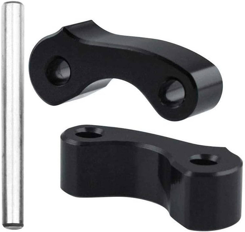 Pair of black rear window latch hinge pivots with silver pin and mounting holes