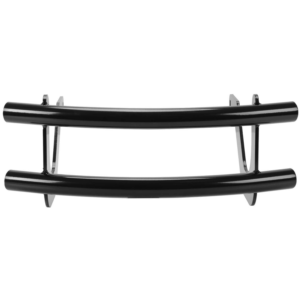 Black front bumper bar with brackets, straight front view for garden tractors