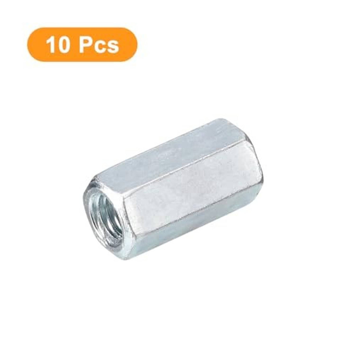 Galvanized hex coupling nut with internal thread, single piece