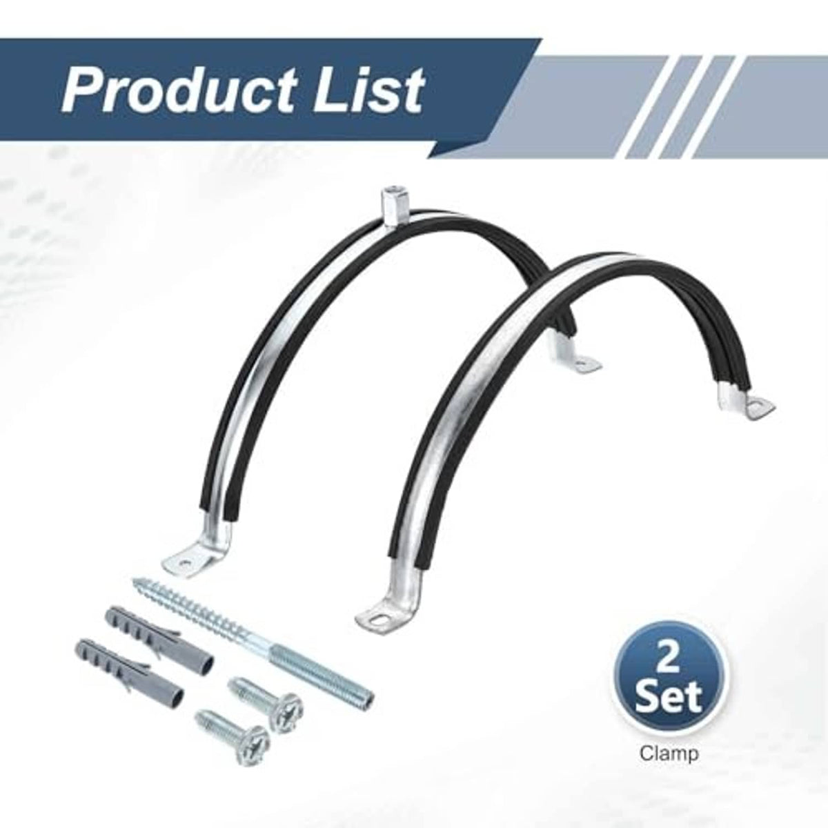 2-pack split ring pipe hanger clamps with screws, anchors, and metal brackets