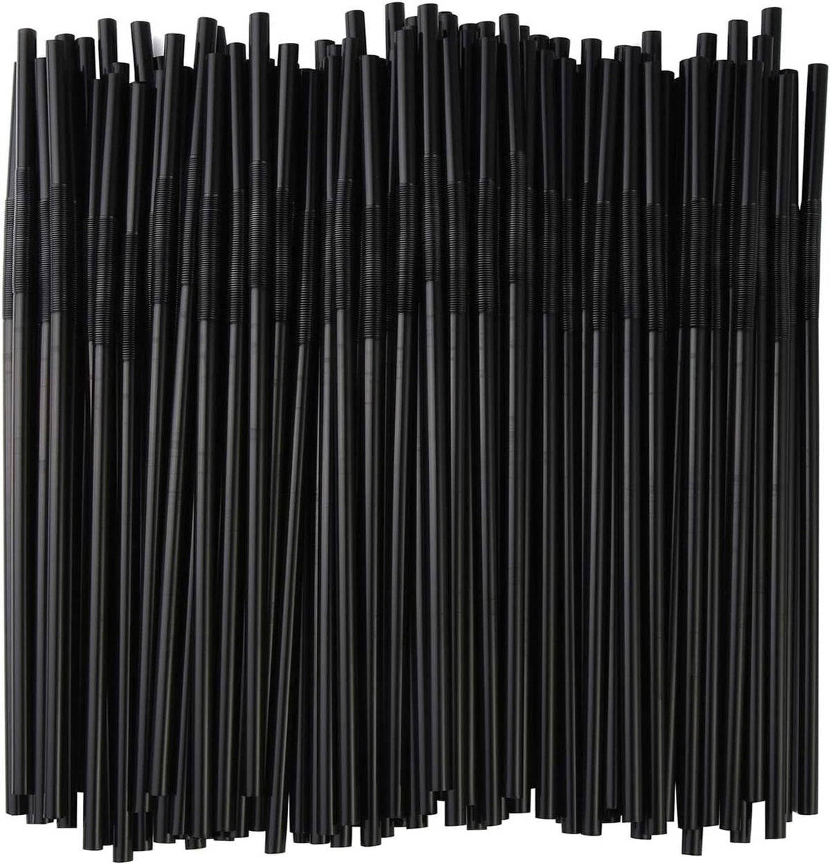 Extra-long flexible black drinking straws, BPA-free, 200-count bundle