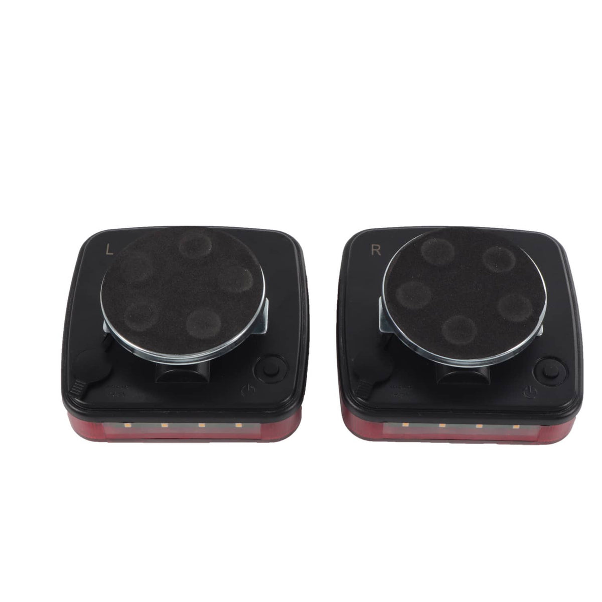 Pair of magnetic LED trailer lights labeled L and R with red lens strips