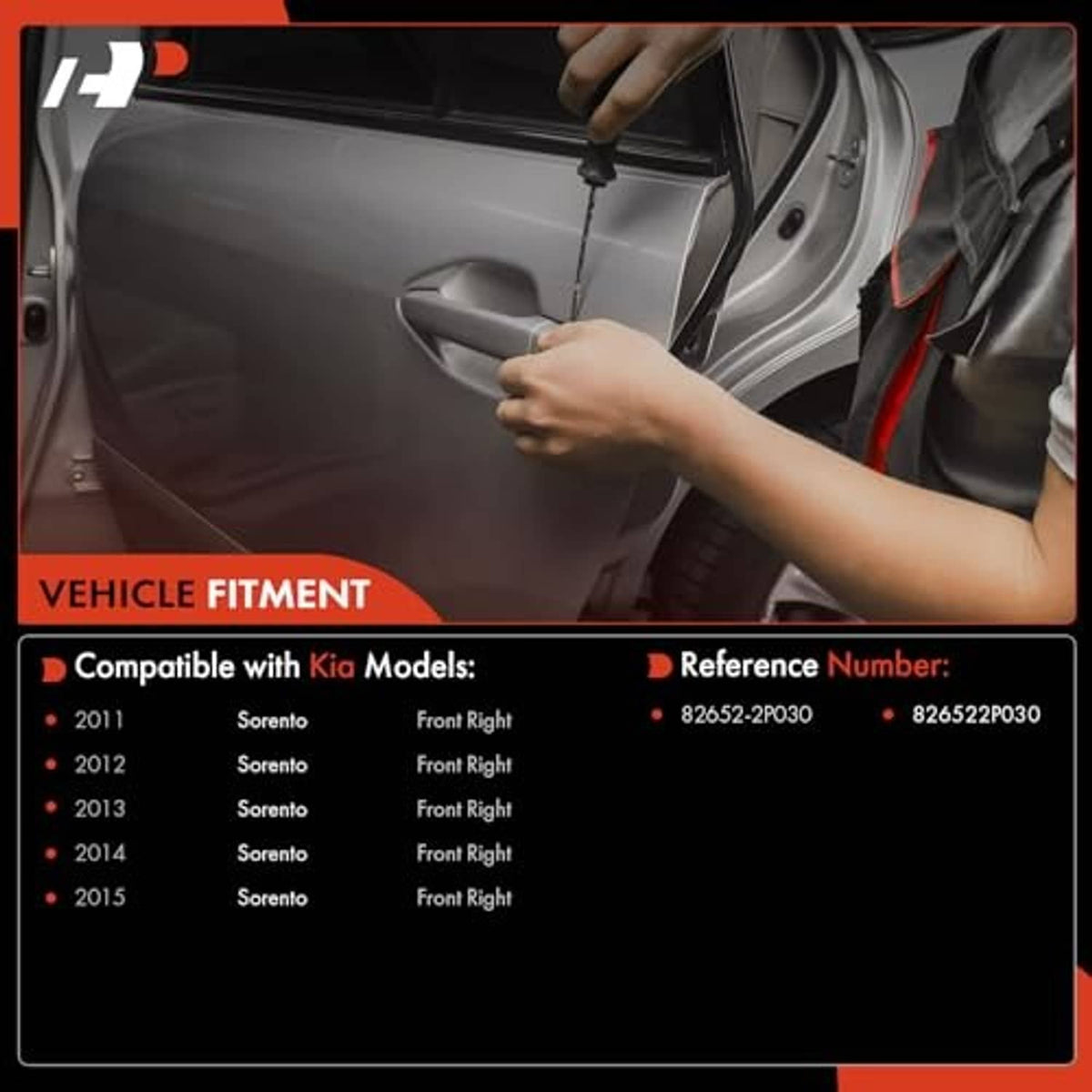 Installed exterior door handle on vehicle door panel with hand installing/positioning