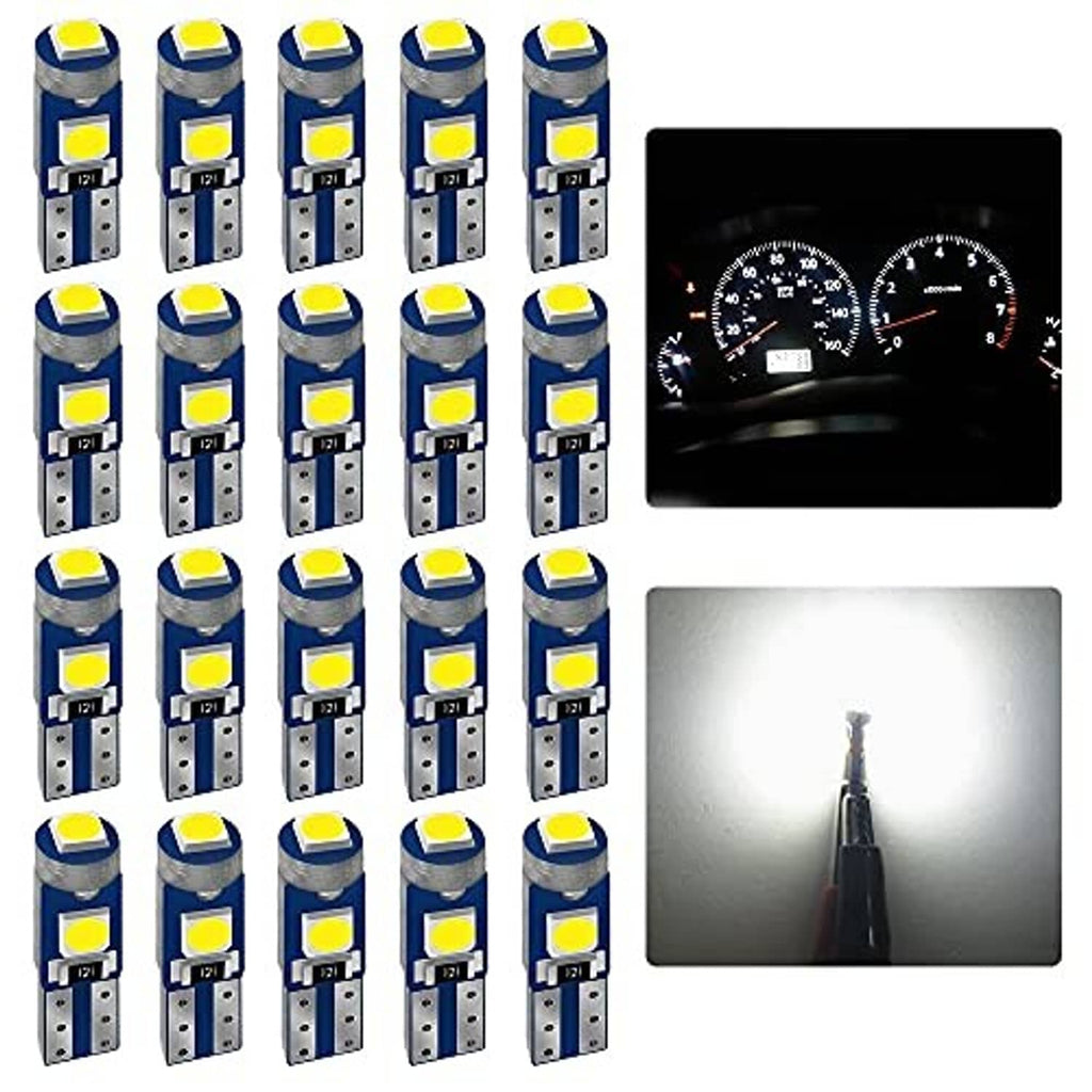 T5 LED bulbs and lit instrument gauges with bright white dashboard light
