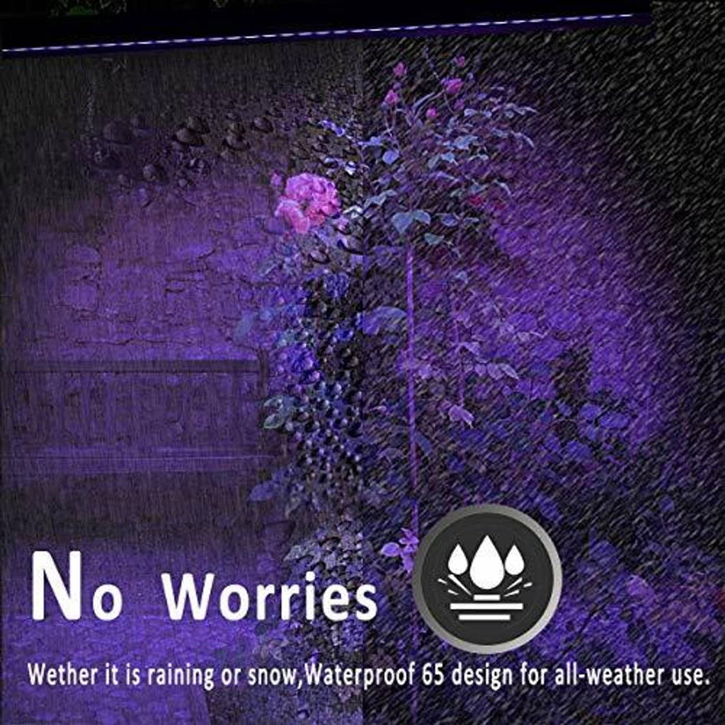 Waterproof LED wall wash beam lighting a textured wall in purple and blue