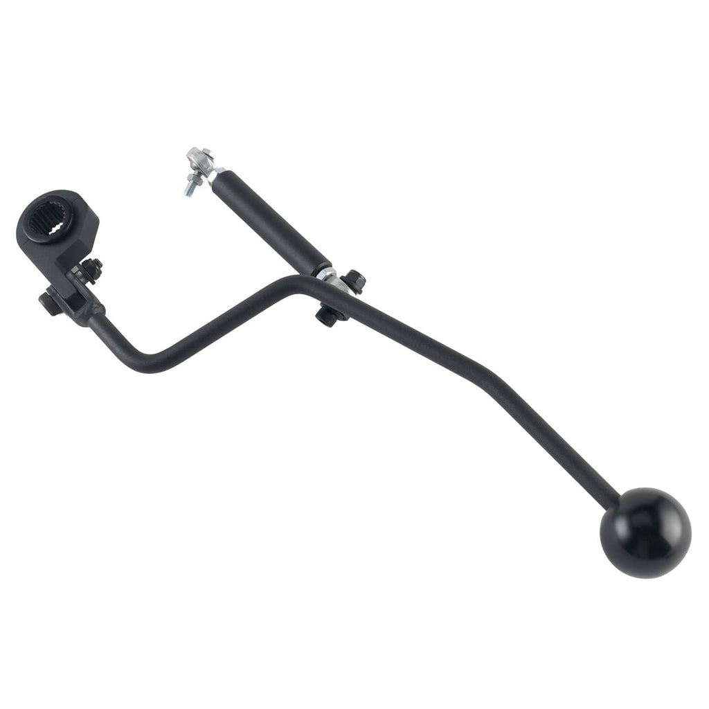 Black shifter linkage arm with ball handle end and clamp-style pivot hardware