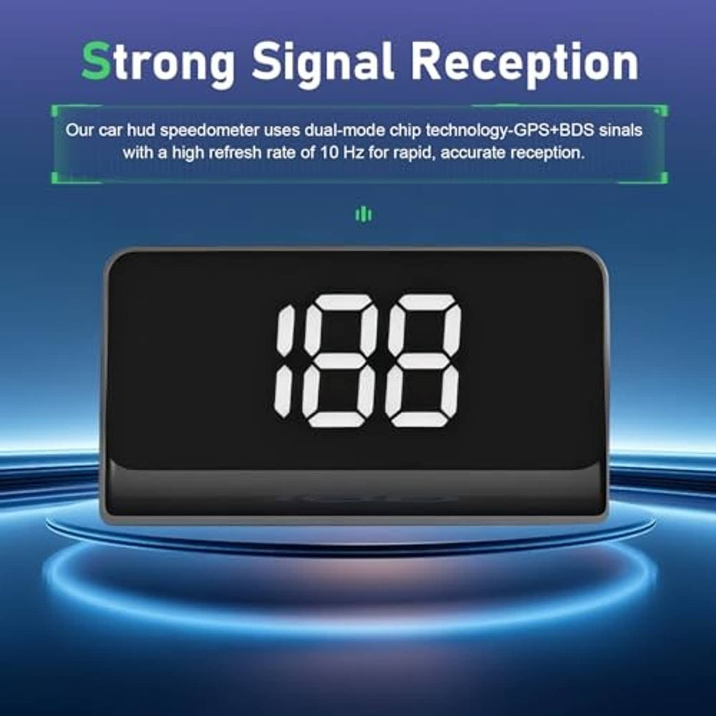 Car HUD speedometer projector with black screen and large white digital 88 reading