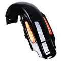 Black extended rear fender with red LED light strips and inner wiring channels
