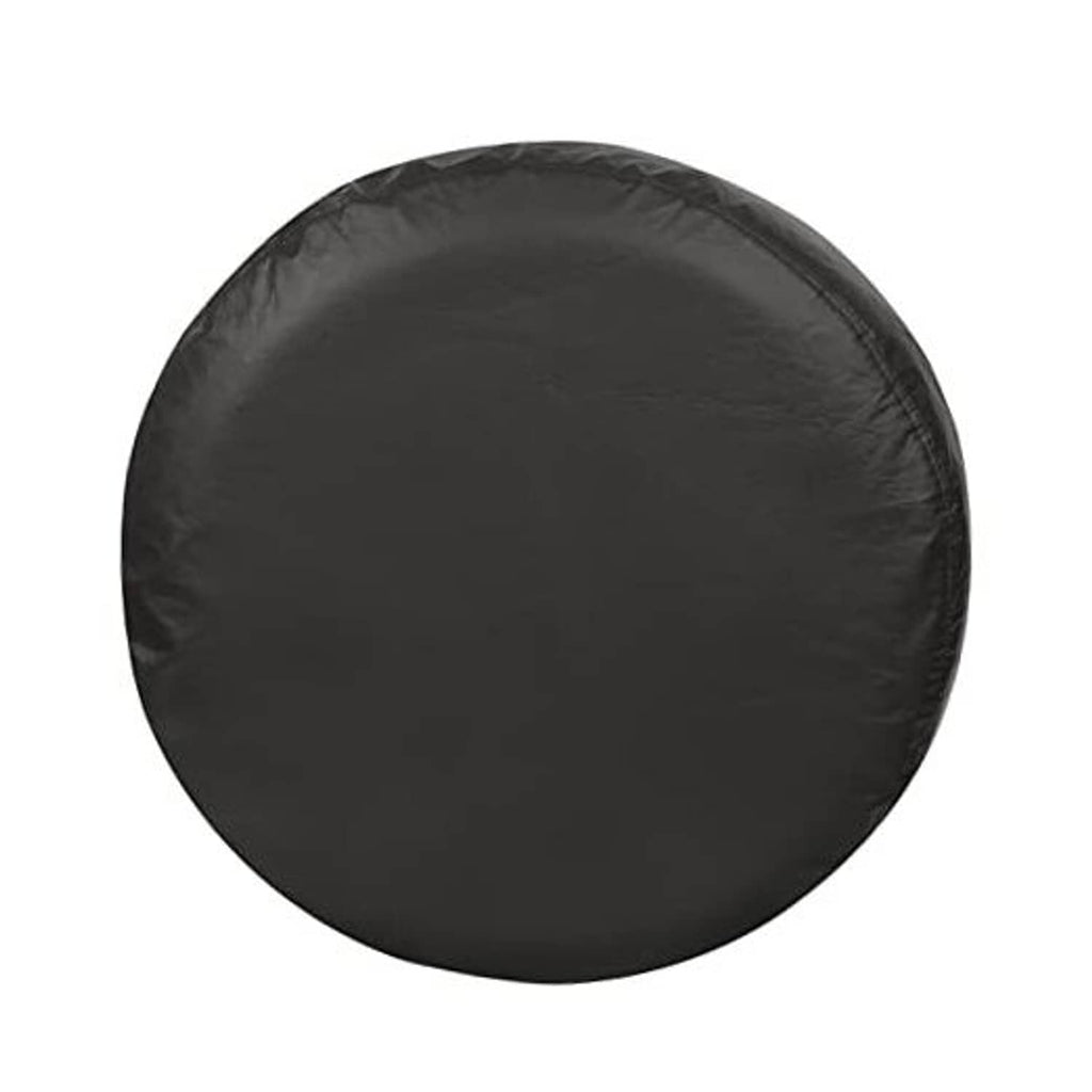 Black round spare tire cover for 26–27.75 in trailer, RV, SUV, truck wheels