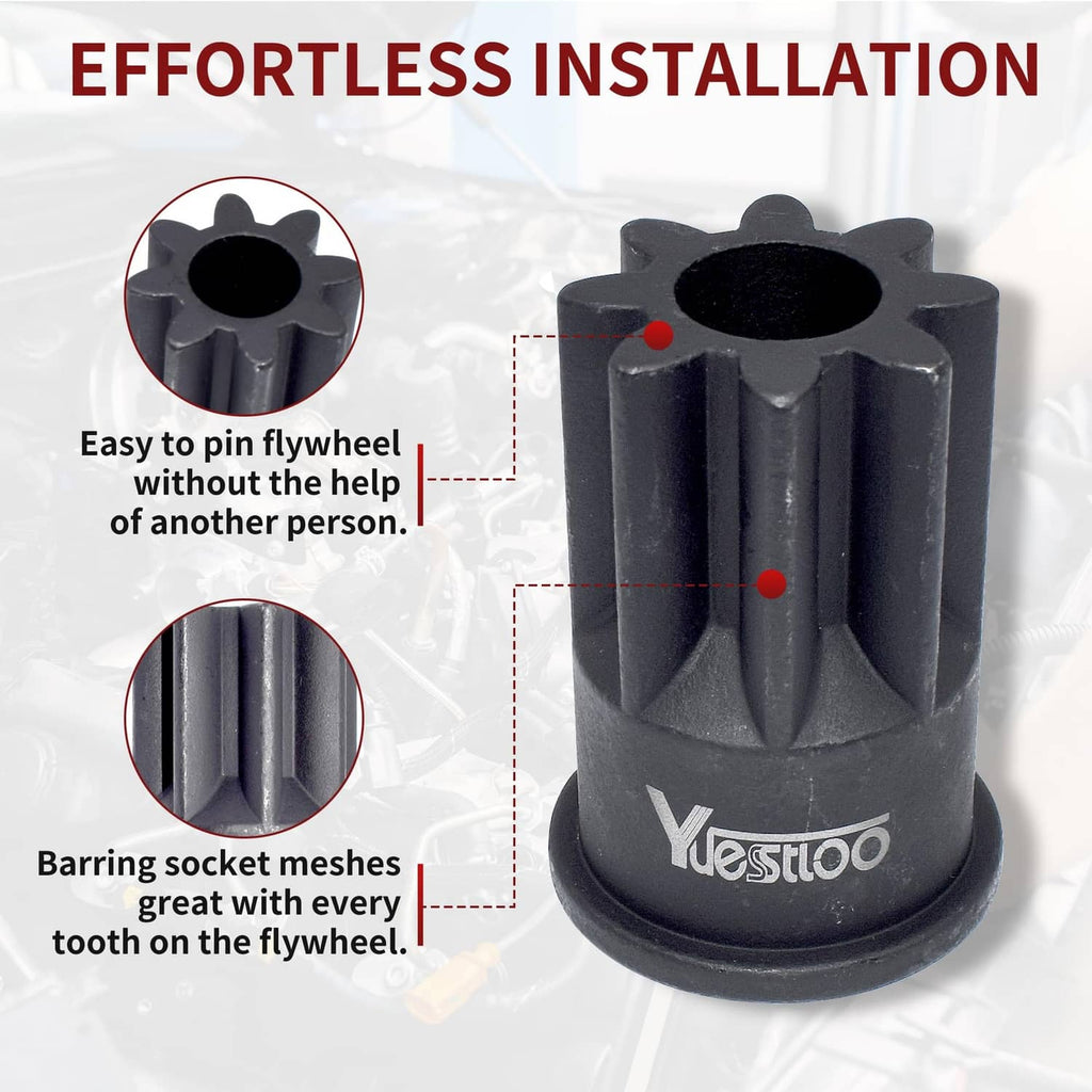 Engine barring socket with splined inner profile and dark metal finish