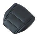Black leather seat cover with stitched panel seams on a curved cushion