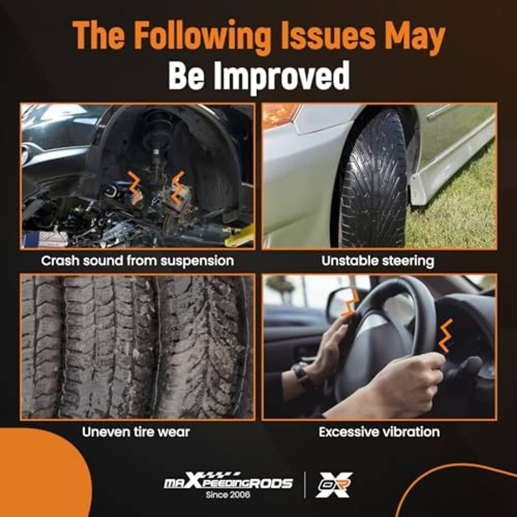 Graphic highlighting improved suspension issues like unstable steering and vibration