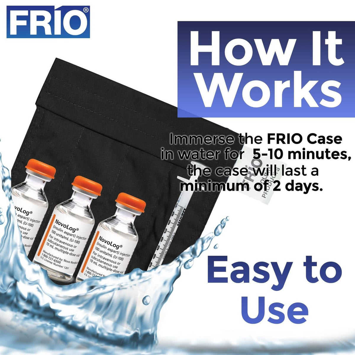 Black cooling wallet case with FRIO label and front fold