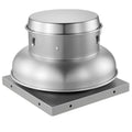 Metal roof exhaust fan attic vent with flared hood and square mounting base