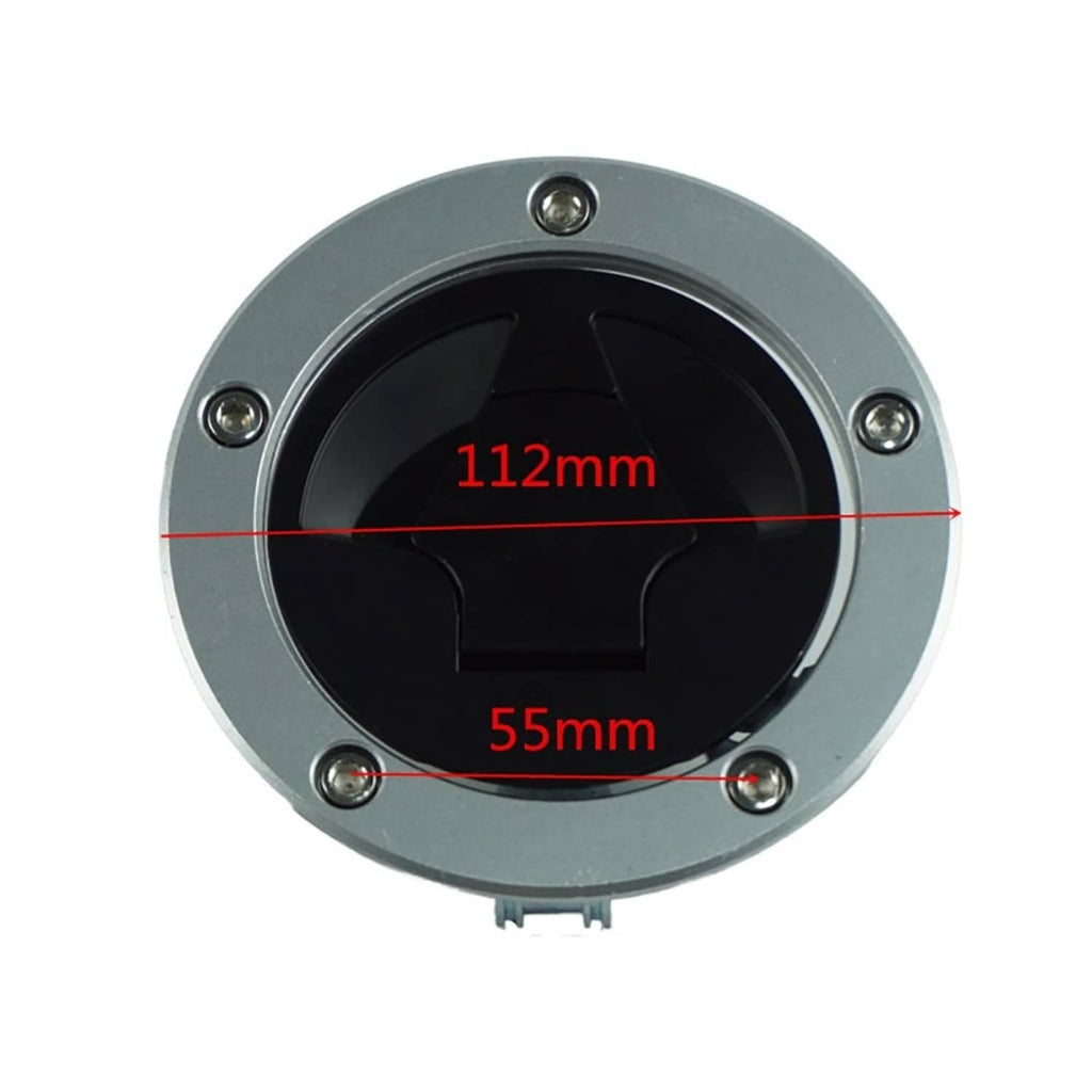 Fuel tank gas cap lock, round black face; 112mm diameter and 55mm depth