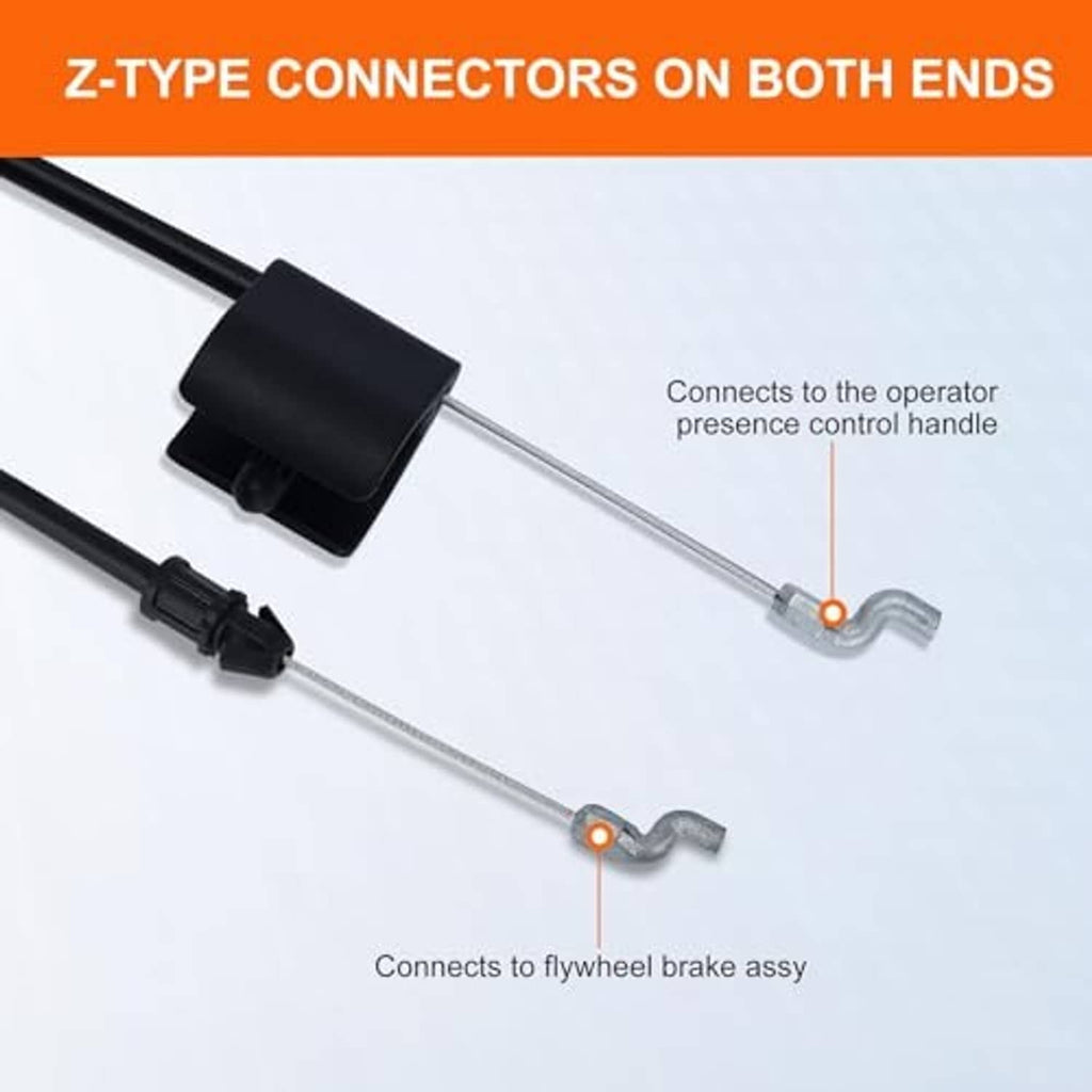 Engine control cable with Z-type connectors on both ends and metal spring clips