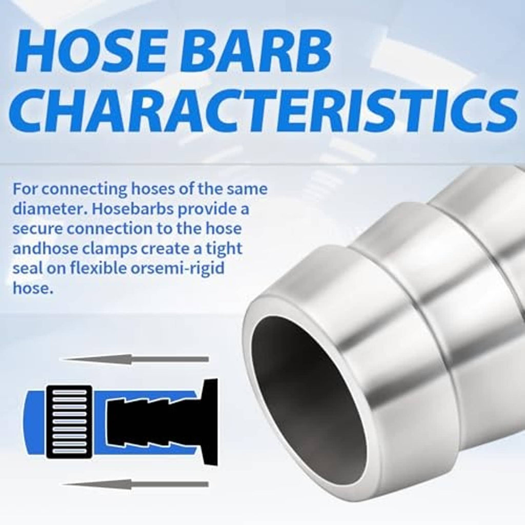 Stainless steel hose barb coupler with flared end for hose connection