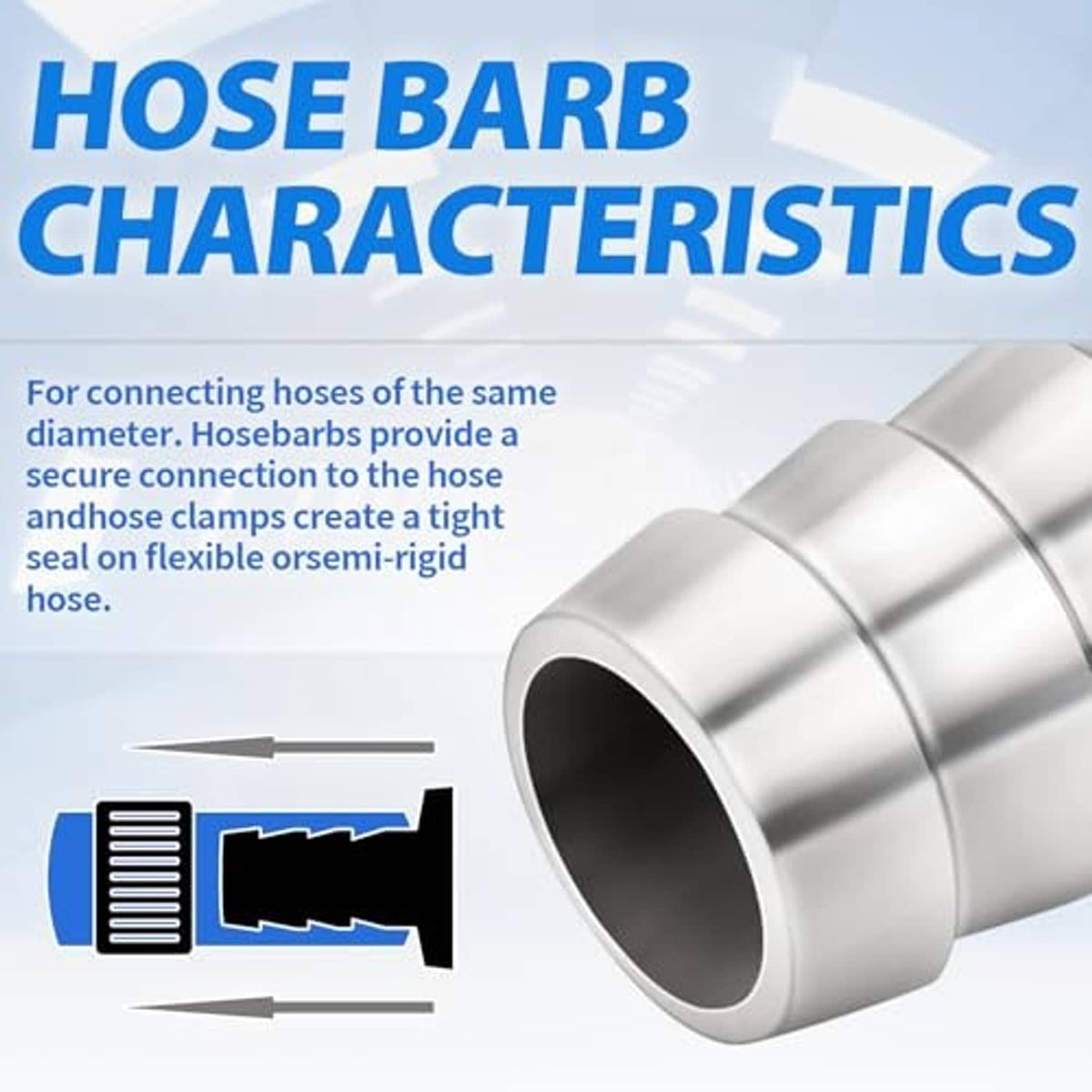 Stainless steel hose barb coupler with flared end for hose connection