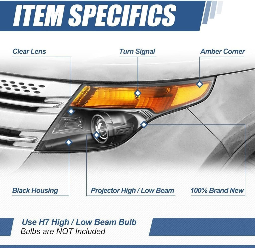 Halogen headlight with clear lens, projector high/low beam, and amber corner turn signal
