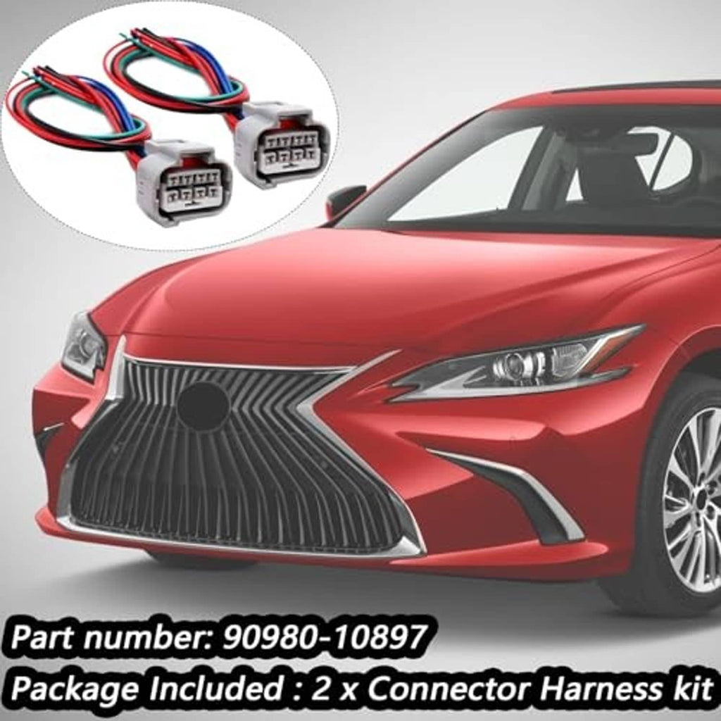 Headlight wiring harness kit with two 8-wire multi-pin connector pigtails and colored leads