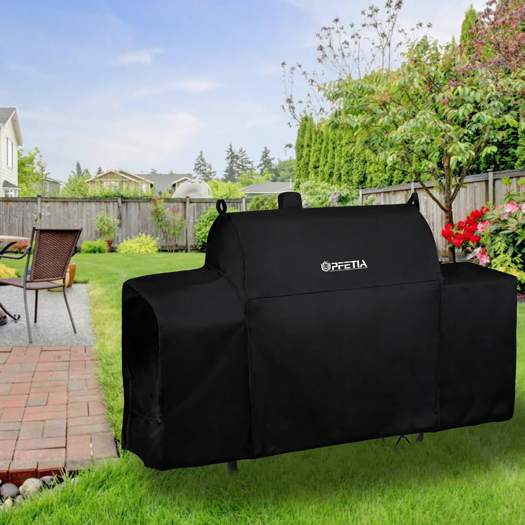 Black grill cover with center handle loop and side panels