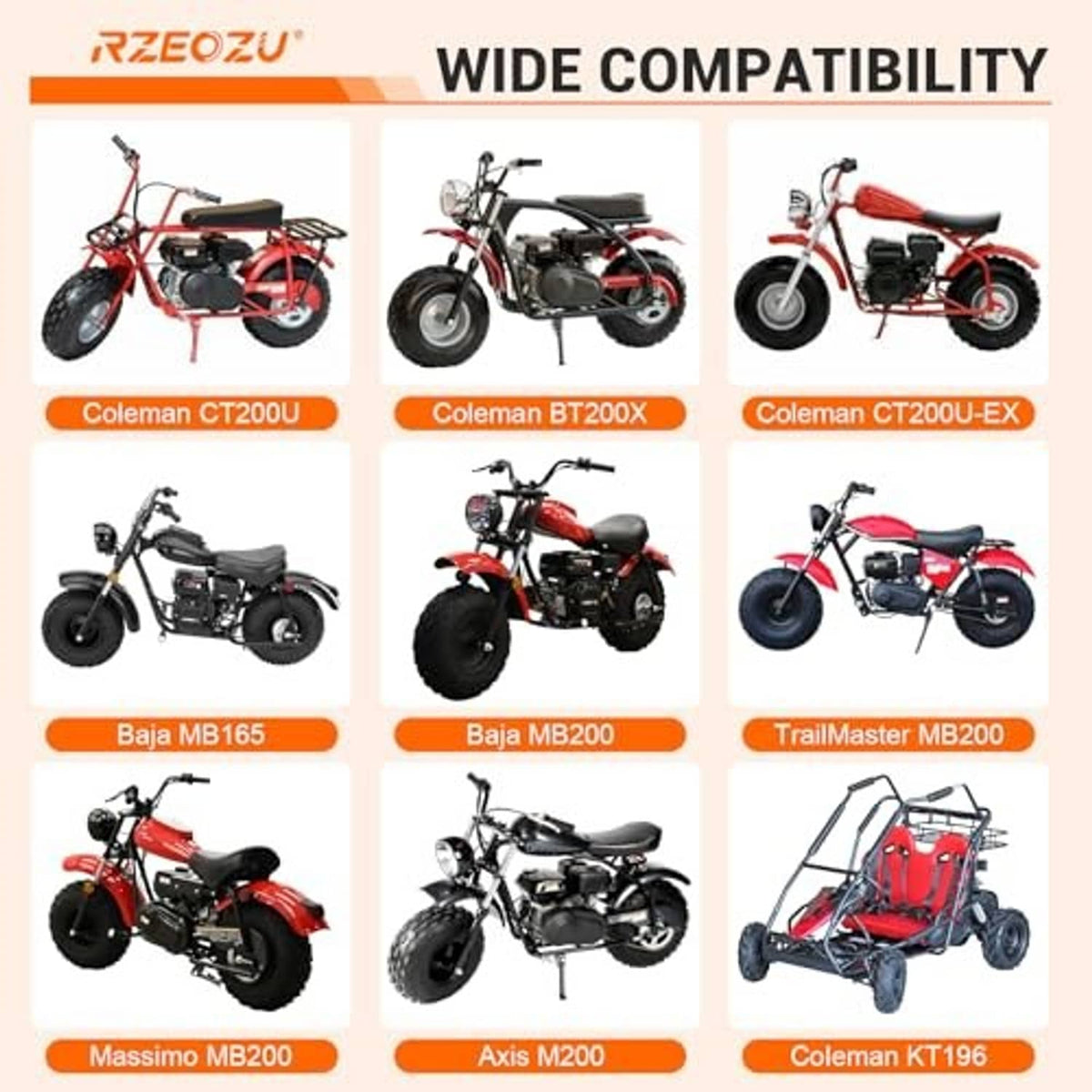 Sprocket wide-compatibility graphic with mini bike silhouettes
